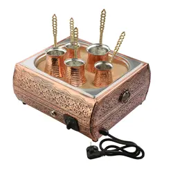 Authentic Turkish Copper Sand Coffee Maker, Large Square - Heating Machine