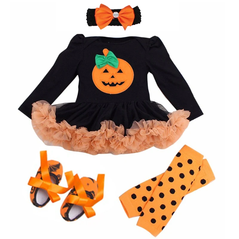 My First Halloween Costume Fashion Baby Newborn Toddler Infant Baby Girls Pumpkin Bebe Romper Jumpsuit Clothes Skull Outfits Set