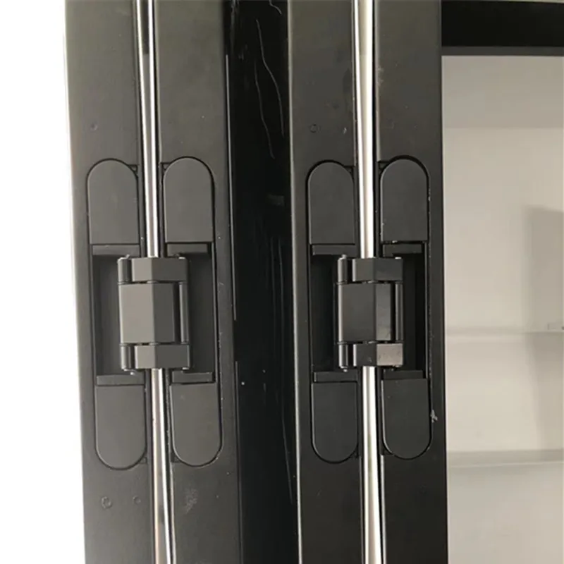 JIAOJIAOZ Smooth three way adjustable Hidden Hinges for timber door hardwar Zinc alloy cross hinge  folding  door black hinge