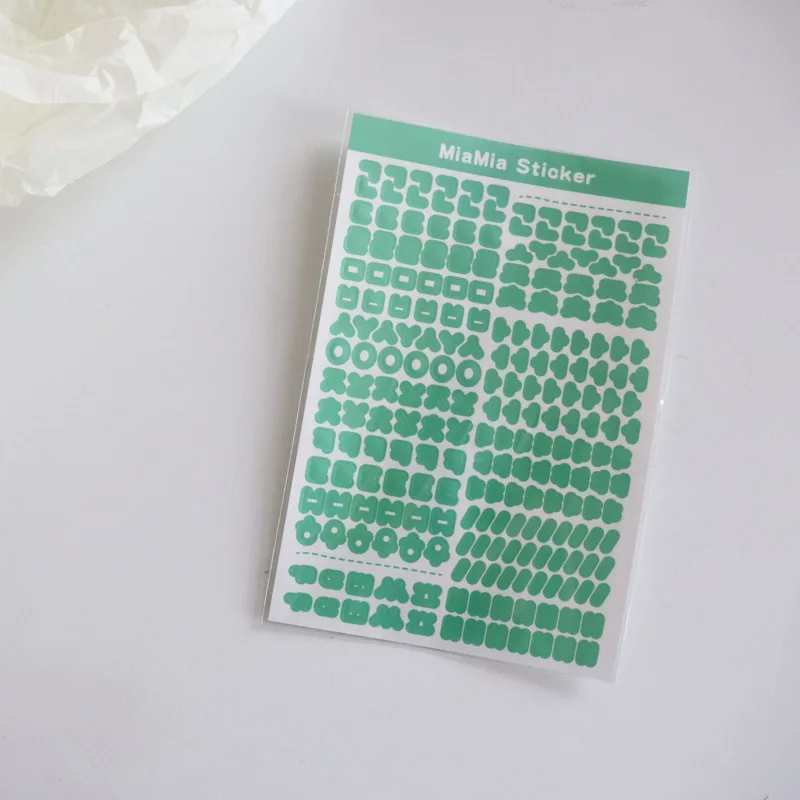 Ins Color Creative Korean Practice Cute Stickers Transparent Bottom Traceless Notebook Stationery Decorative Sticker DIY Collage