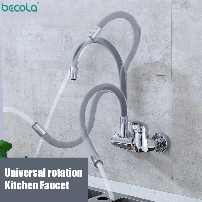 Becola-Chrome Kitchen Sink Mixer Tap, 360 rotação, água fria e quente, Power Swivel, Single Handle, BR-9108