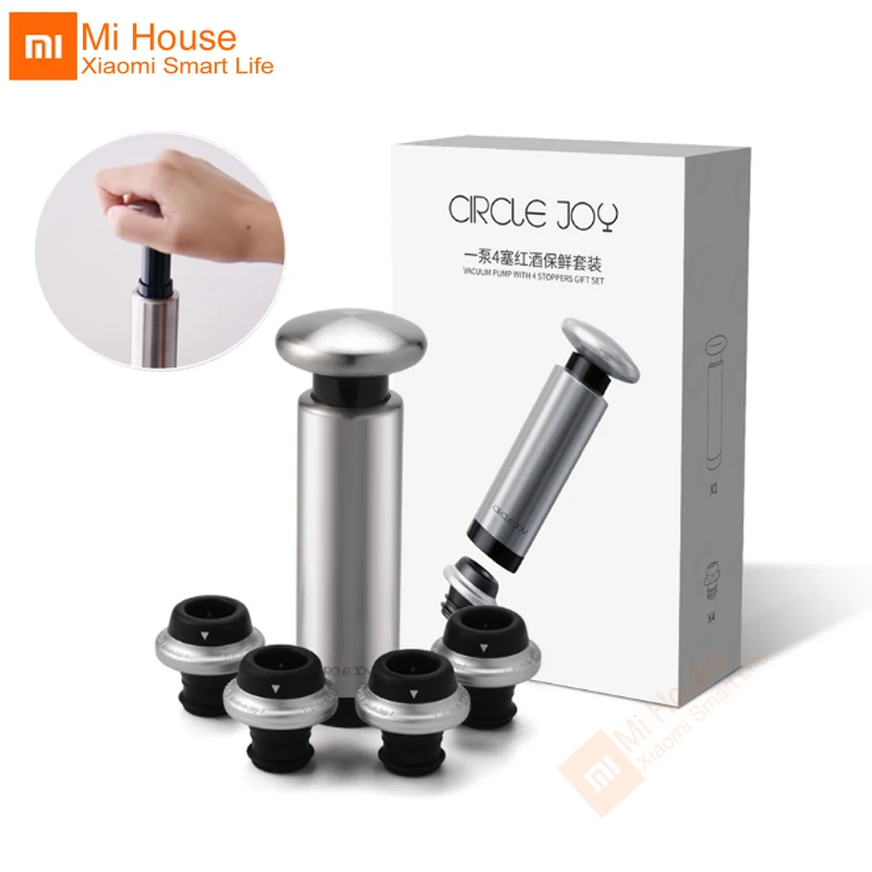 5Pcs Xiaomi Circlejoy Vacuüm Wijnfles Stopper Verzegelde Opslag Geheugen Wijn Stop Wijn Kurken Rvs Open Fles Wijn