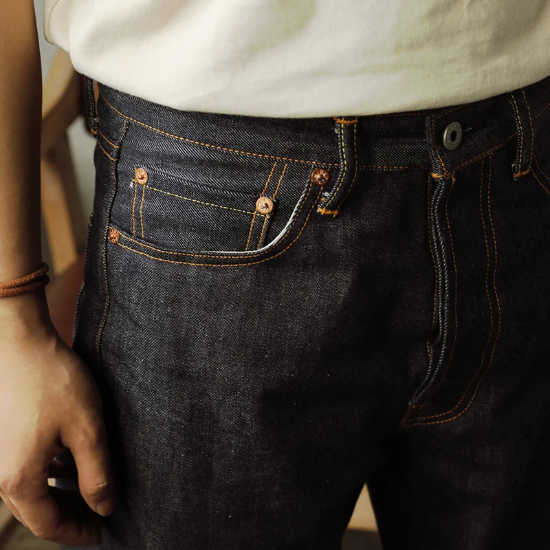 Red Tornado 55501-pantalones vaqueros para hombre, Jeans de línea roja Raw de 14oz, pantalones de mezclilla Selvedge
