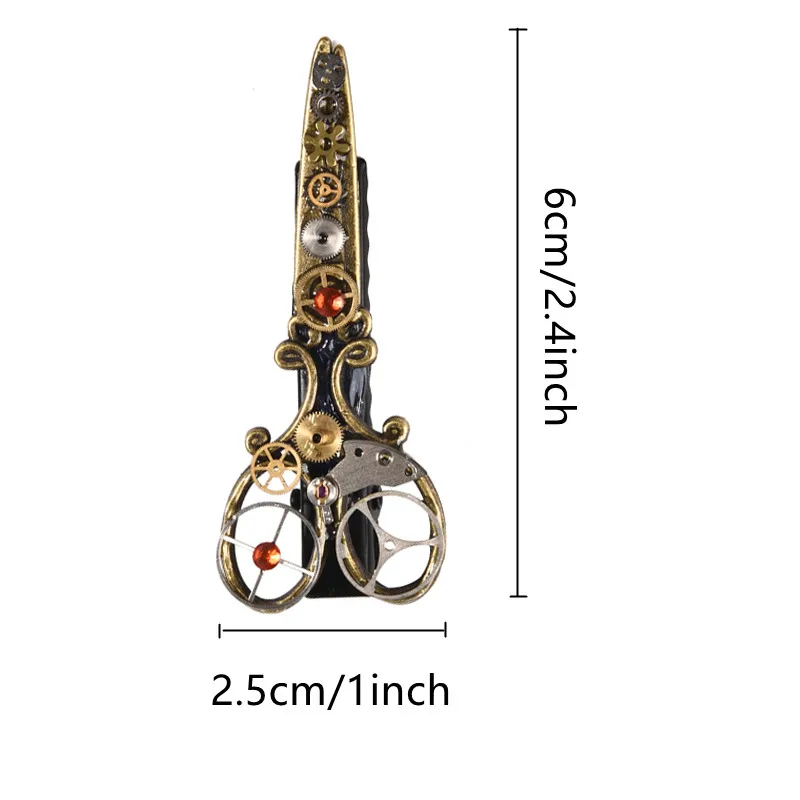 Girls Steampunk Retro Gear Scissor Hair Clip Gothic Punk Vintage Lolita Lady Headwear Hairpin Watch Cogs Brooch hair accessories