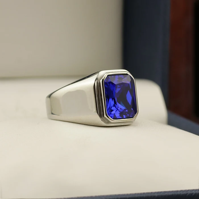 100% 925 sterling silver inlaid corundum and agate men's ring will never fade, no allergies, free shipping