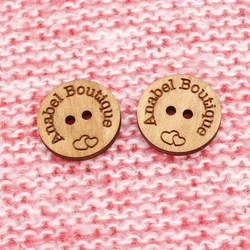 Custom Wooden Buttons for Knitted Items, Customized Design, 25mm, Personalized Name, MK3215