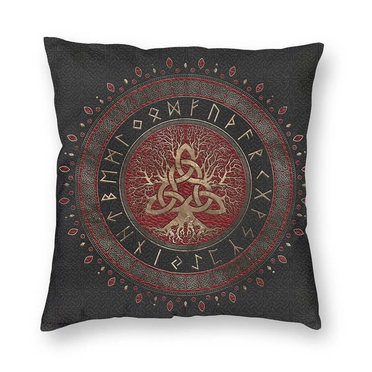 Tree Of Life Leather Viking Pillowcase Home Decorative Valhalla Cushions Throw Pillow for Car Double-sided