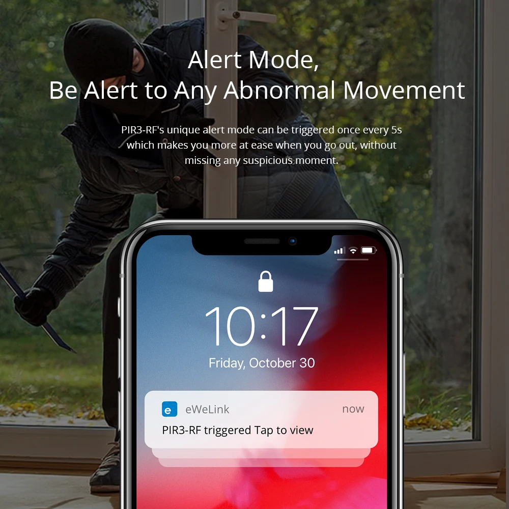مستشعر حركة SONOFF PIR3-RF 433 ميجا هرتز يعمل مع جسر RF مشهد ذكي ثنائي الوضع تبديل إشعار إنذار عبر eWeLink IFTTT