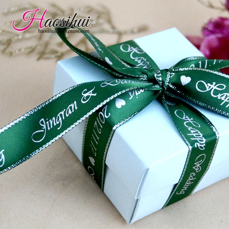 7/8''(23mm) Custom Wire Edges Ribbon with Logo Event and Party Gifts Car Decoration Wedding Candy Box 100yards/lot