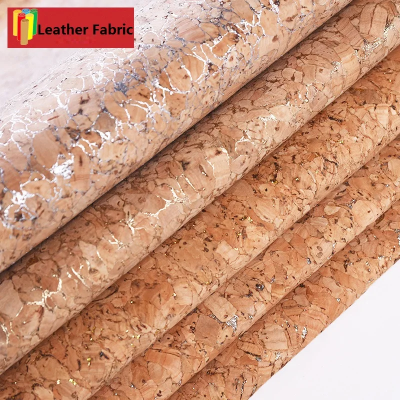 Natural Cork Wood Leather Fabric 0.5mm Thin Soft Lightweight Fabric Craft Handbag Wallet Shoe Meterial DIY Craft (Colorful Wood)