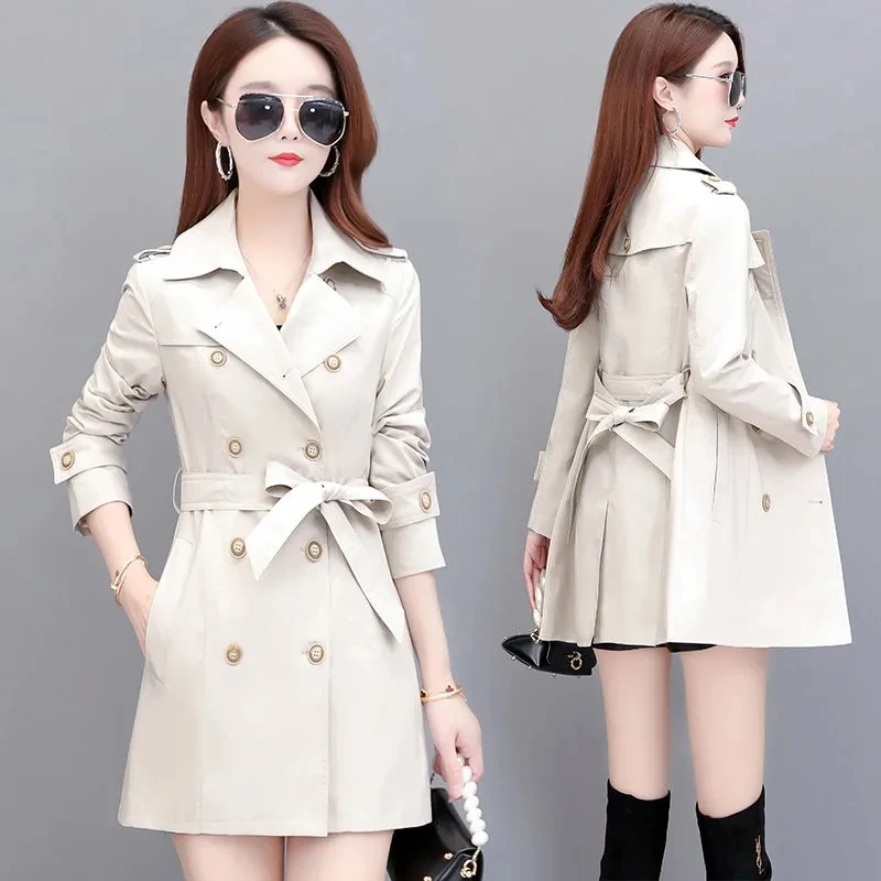 Women's Windbreaker Spring Autumn New Loose Suit Collar Fashion Off White Jacket Female High-end Windbreaker Coat Lining B