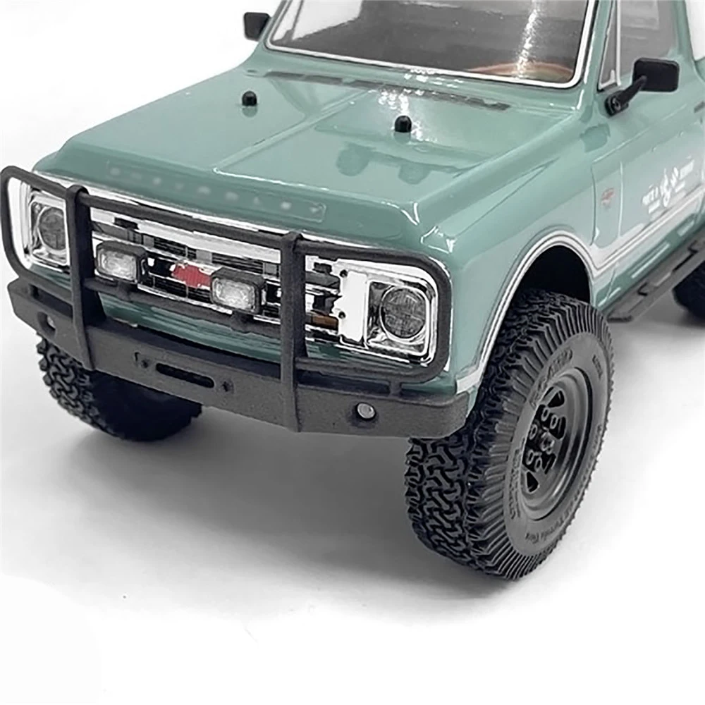 For AXIAL SCX-24 C10 RC Car Protective Bullpen Front Bumper with Spotlight Decorations Parts Accessories