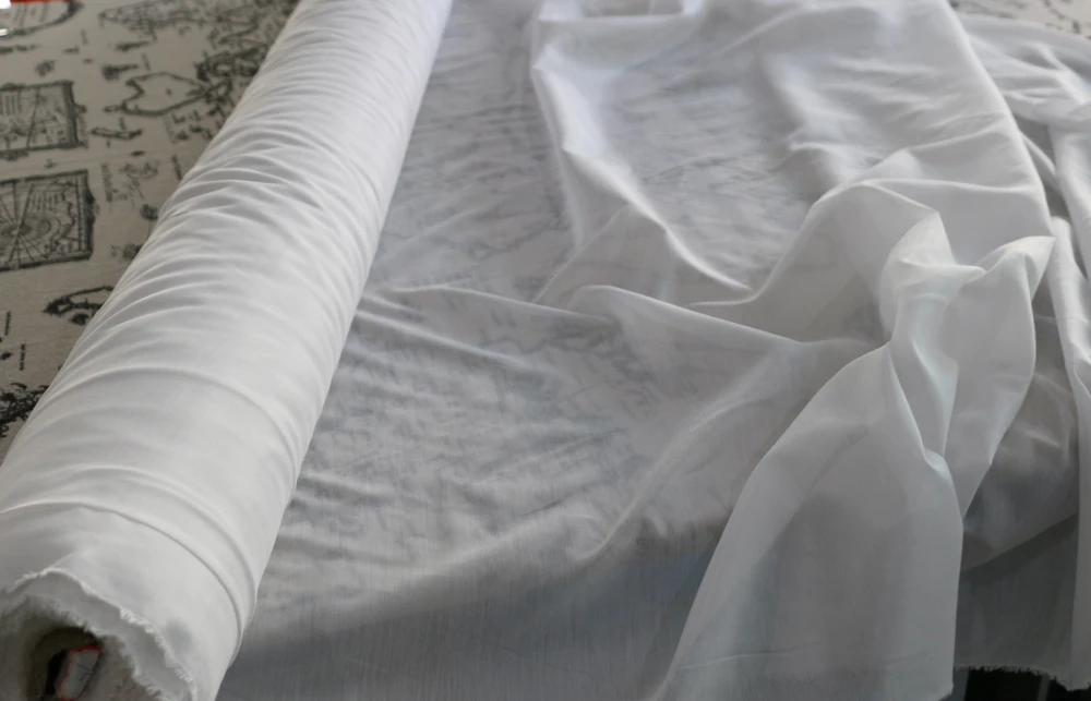 100cm*140cm Natural silk/cotton fabric off white silk material for dress lining