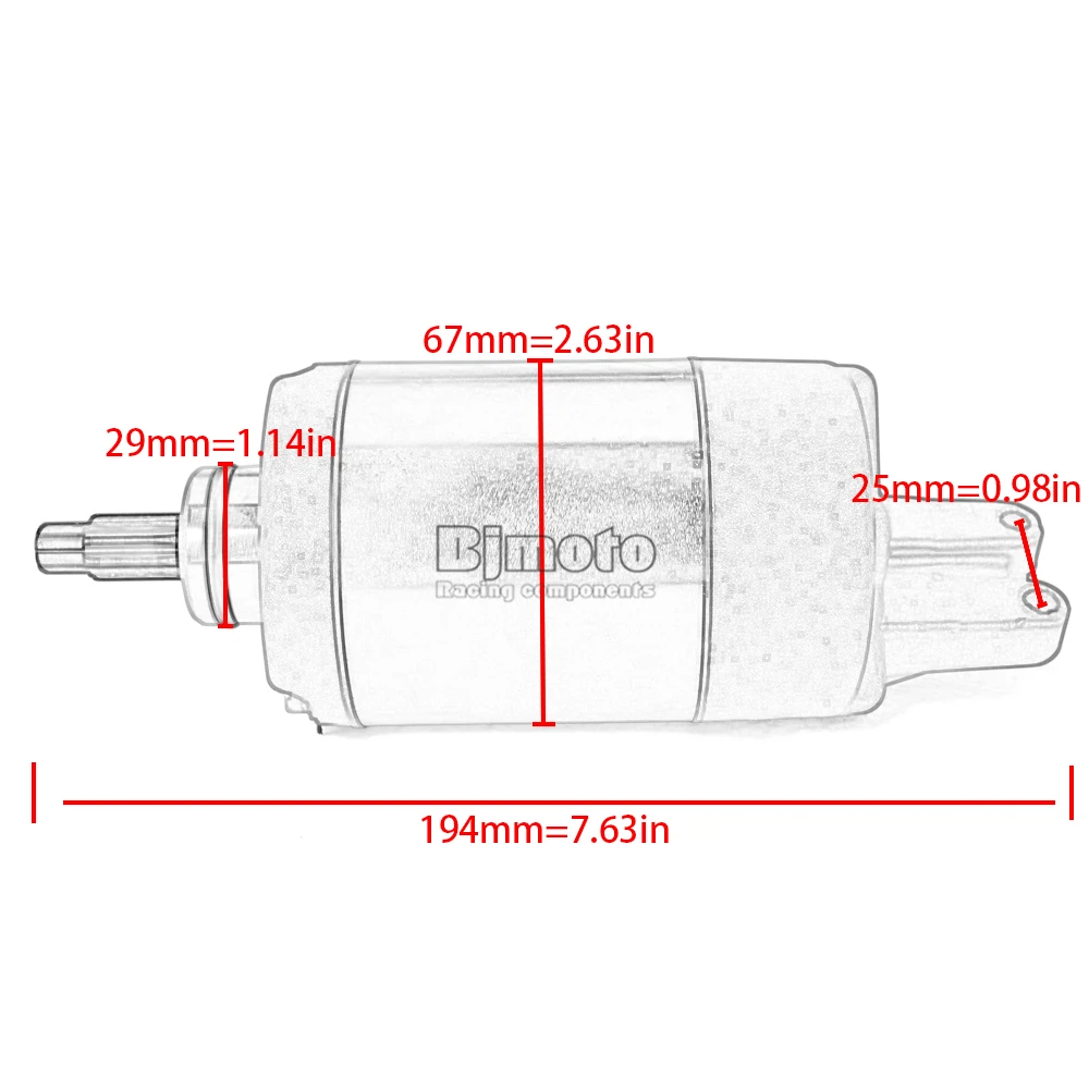 Anlasser für Honda TRX400FW Foreman 400, TRX250 FourTrax 250, TRX300 BigRed 300, TRX300 Sportrax 300X, ATC250, ATC250ES, Big Red. – Detail 1