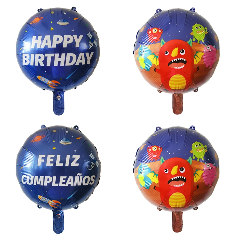 6Pcs 18Inch Cartoon Alien Monster Helium Balloons Feliz Cumpleaños Germs Ballon Kids Toys Birthday Party Decoration Baby Shower