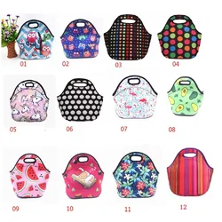 20Pcs Neoprene Lunch Bag For Women Owl Pattern Lunch Bags Picnic Handbag with Tableware Pocket Children Snacks for Women Kids