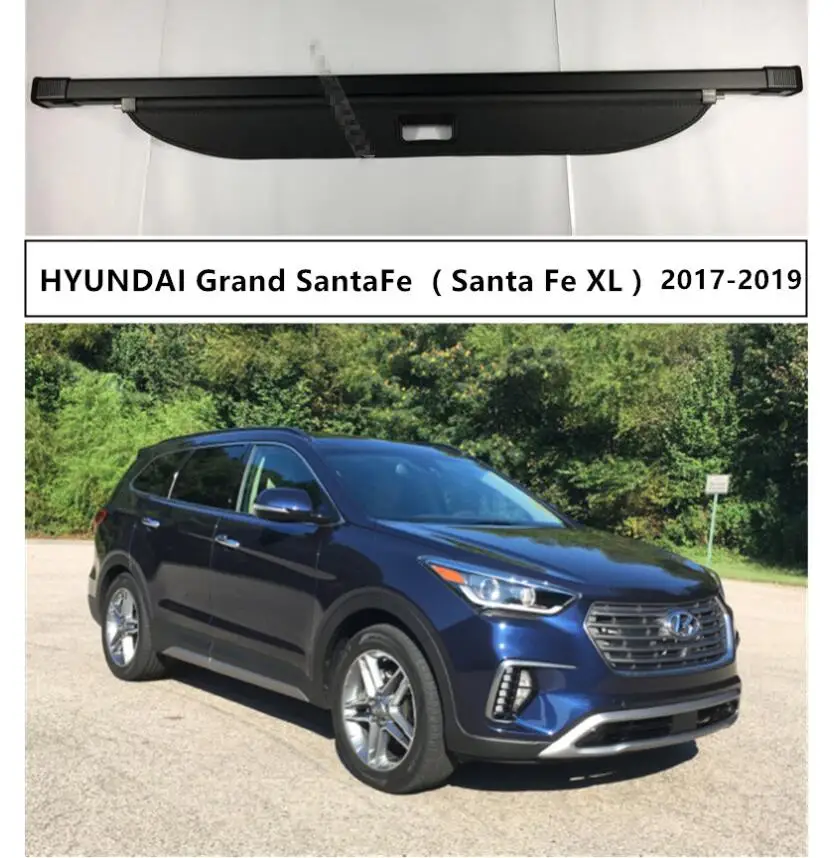 For Rear Trunk Cargo Cover Security Shield For HYUNDAI Grand SantaFe 2017 2018 2019 High Qualit Auto Accessories Black Beige