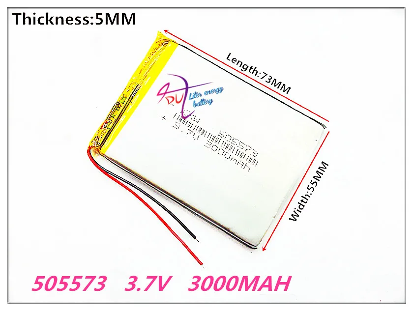 

Size 505573 3.7V 3000mah 505575 Lithium polymer Battery With Protection Board For Tablet V3000HD MP4 GPS DVD