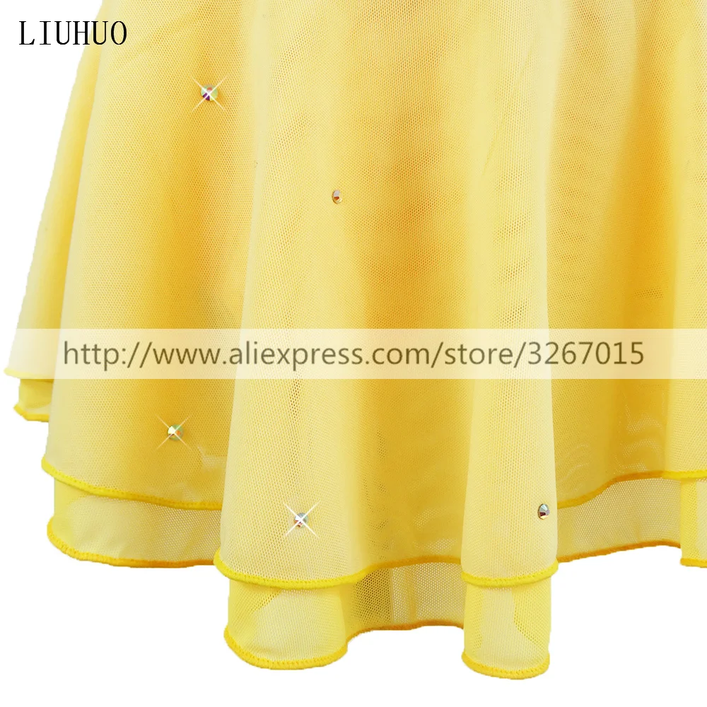 LIUHUO – robe de patinage artistique, col montant, sans manches, en dentelle jaune, vêtements pour enfants, pour femmes et filles