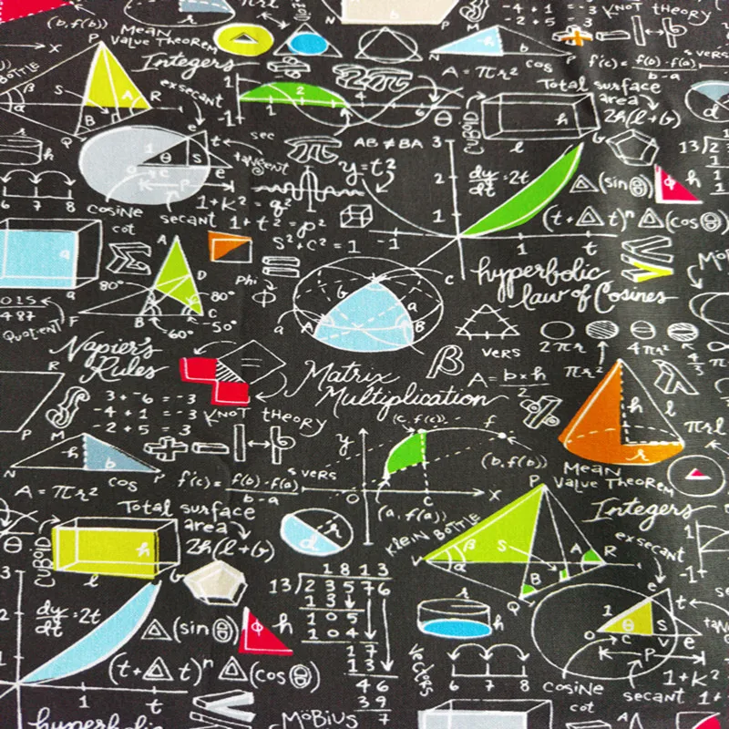 Mathematical Function Formula Print 100% Cotton Fabric for Boy Clothes Hometextile Cushion Cover Curtain DIY