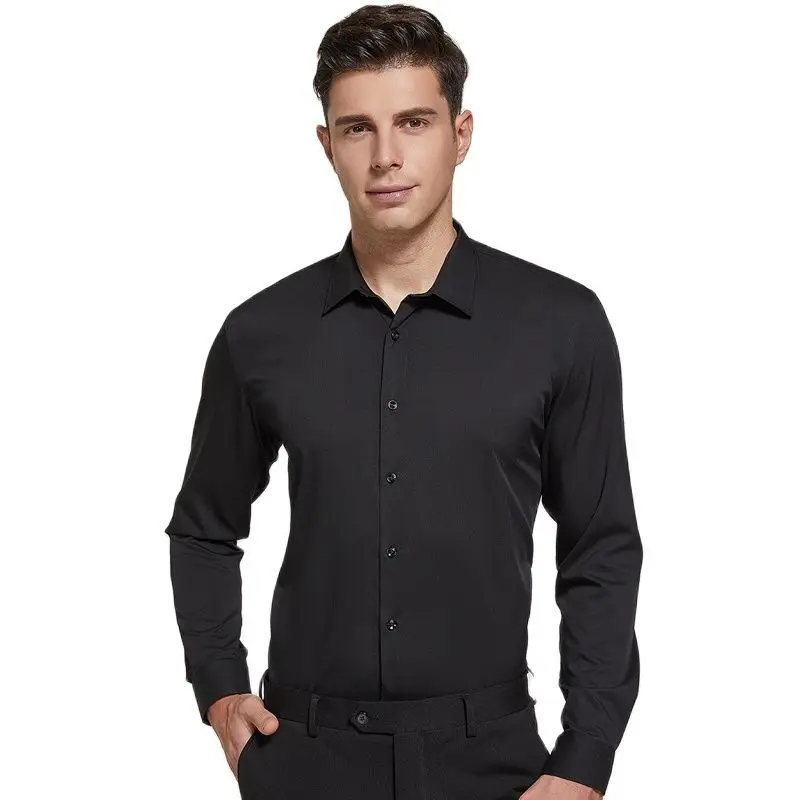 Men Business Casual Long Sleeved Bamboo Fibre Shirt Classic Male Brand Social Dress Anti-wrinkle Shirts Soft Comfortable Clothin