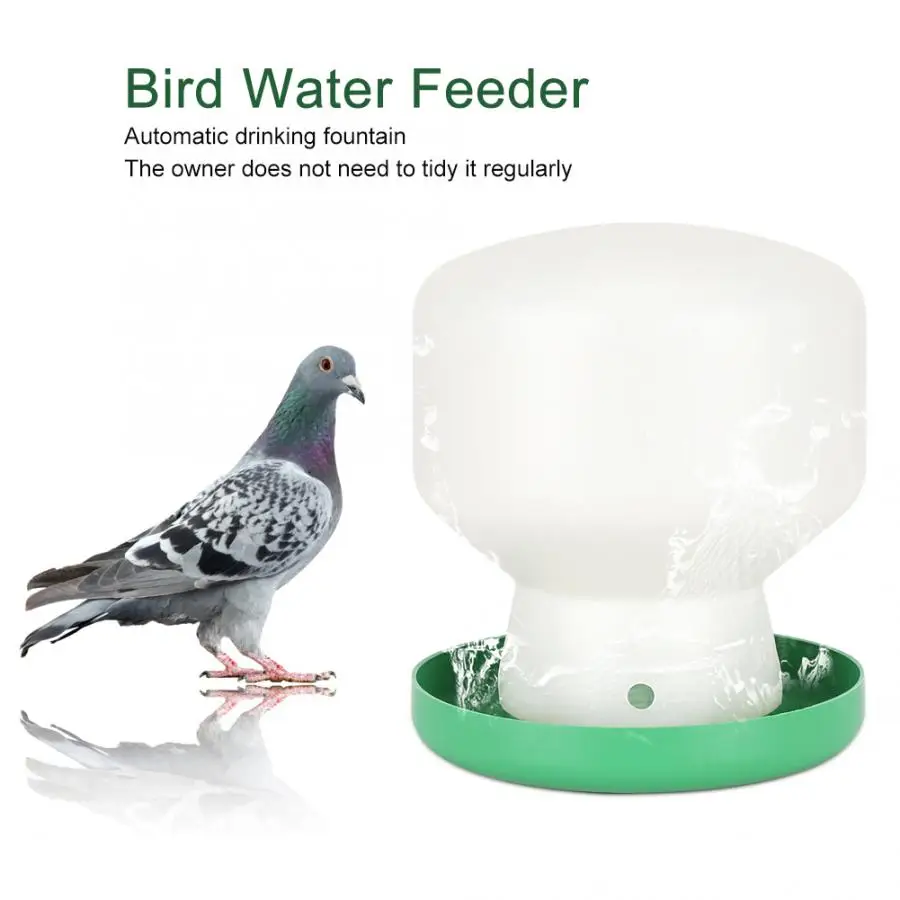 Pet Brids Automatic Drinking Fountain Large Plastic Green Cover White Barrel Bird Drinker Feeder Dispenser For Pigeons Parrots