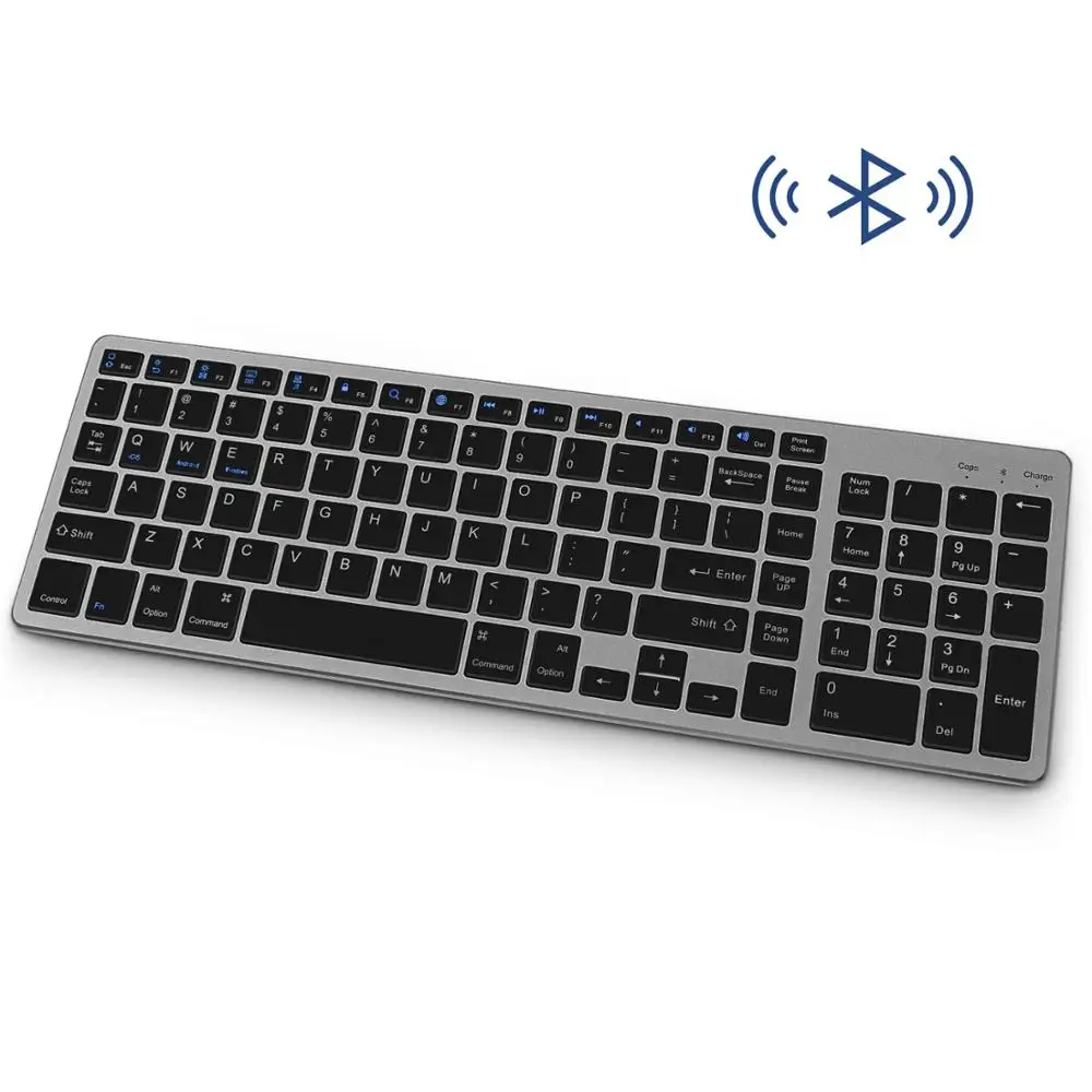 Bluetooth Keyboard Rechargeable Wireless Keyboard Numeric Portable Full-size Ergonomic Keyboard for Mac Laptop Office Supplies