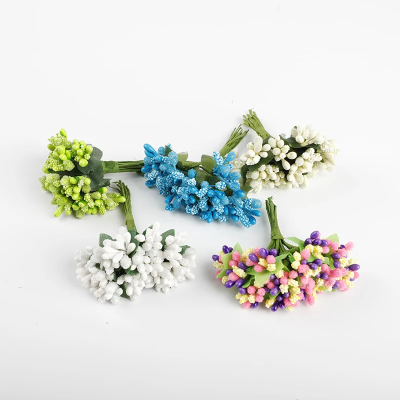 

12 Pieces Artificial Flowers Diy Gifts Candy Box Home Decoration Accessories Wedding Decorative Flowers Wreaths Stamen Pompon