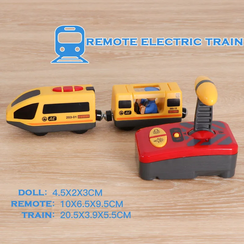 Juego de Tren Eléctrico RC locomotora, tren magnético fundido a presión, juguete de ranura, apto para Brio, tren de madera, pista de ferrocarril,