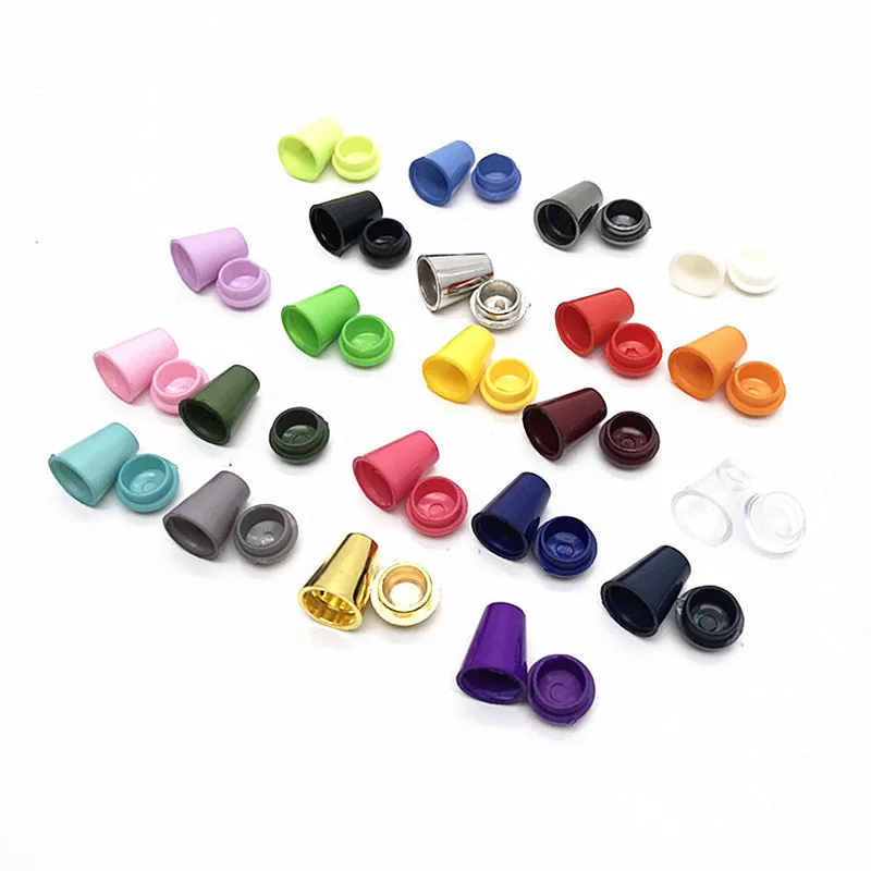 AIJJU 100 Pcs DIY Cord Ends Bell Stopper With Lid Lock Colorful Plastic Toggle Clip For Paracord Clothes Bag Sports Wear Shoe