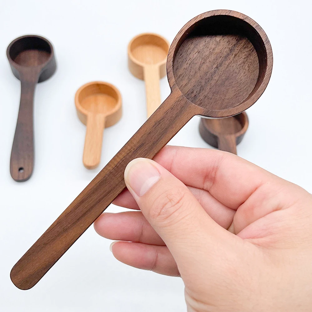 8g/10g Walnut Wooden Measuring Spoon Scoop Coffee Beans Bar Kitchen Home Baking Tool Measuring Cup Measuring Tools For Kitchen