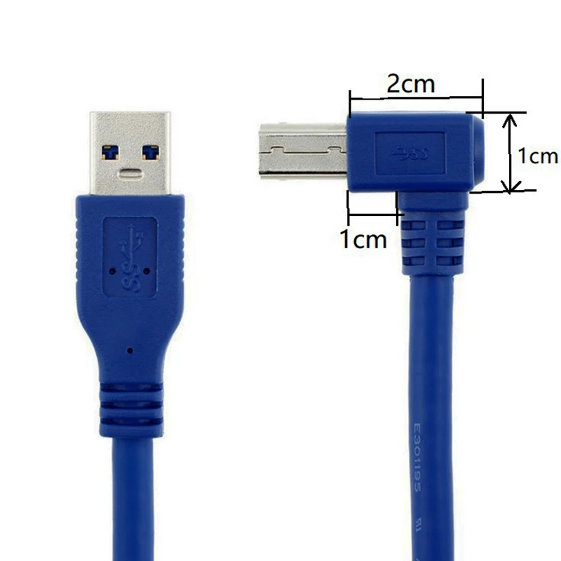 USB 3.0 Type A Male to B Male 90 degree elbow Angled Printer Cable Cord blue color 0.6m 1m 1.8m