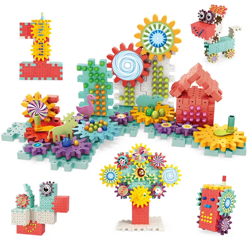 168-368 stücke Getriebe Bausteine Spielzeug Sets Baby DIY Pilz Nägel Spielzeug Kits 3D Modell Montieren Blöcke Spielzeug für Kinder Geschenke