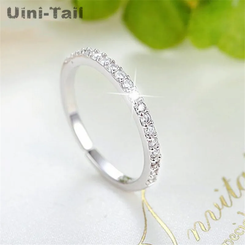 UiniTail new listing 925 Tibetan silver simple temperament single row micro-inlaid ring Korean fashion small and exquisite JZ251