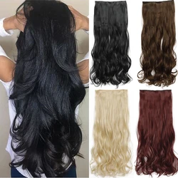 LISI GIRL Synthetic 22inch 32inch Straight Hair Patch Women's High Temperature Fiber Patch Hair Extensions Clip In