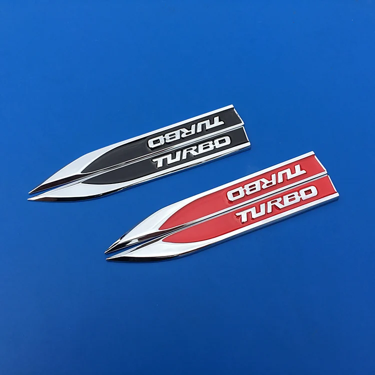 

1 Pair 3D Metal Turbo Fender Side Wing Badge Emblem Auto Decal For Mercedes BMW VW Nissan Toyota Opel