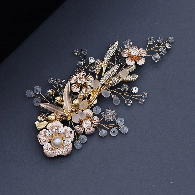 Hair Ornaments Wedding Fashion Headdress For Bride Handmade Wedding Crown Floral Pearl Hair Accessories