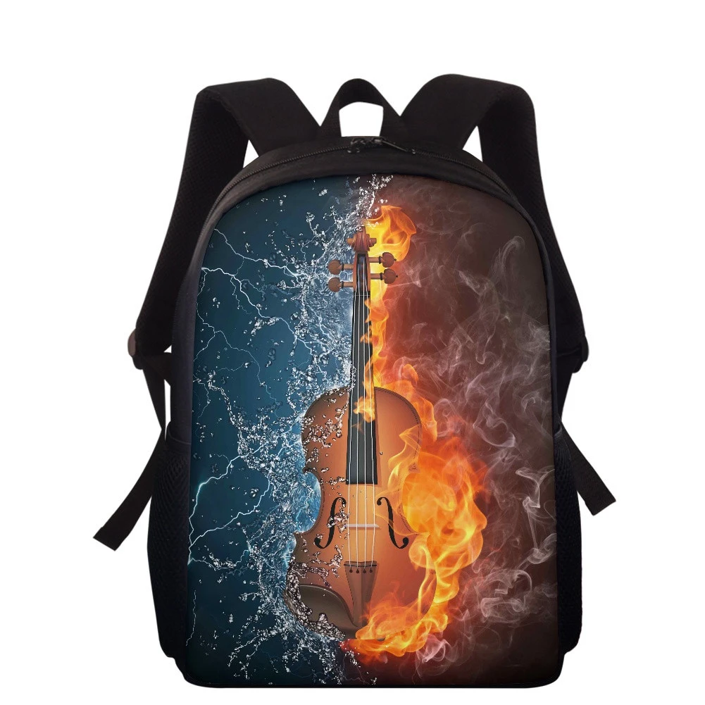 Guitar 3D Pattern School Bag for Teen Kids Girls Black Music Note Elementary School Backpack Student School Supplies