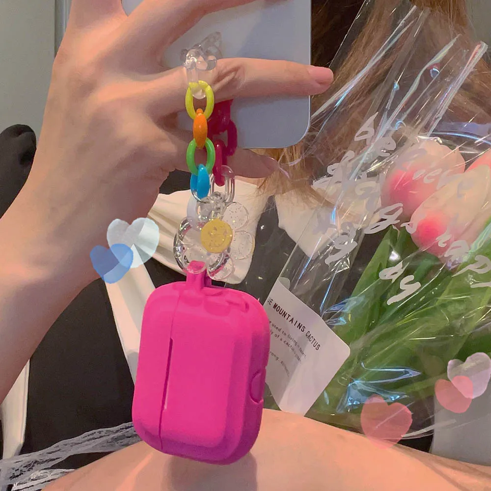 Силиконовый чехол для Apple AirPods 1 Pro 2 3, мягкий защитный чехол, аксессуары для наушников, брелок с улыбкой и солнечным цветком, браслет