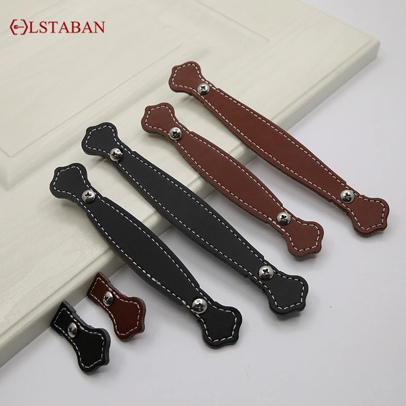 European-Style Modern Cabinet Door Exposed Leather Handle Wardrobe Door Cabinet Tv Cabinet Drawer Leather Handle