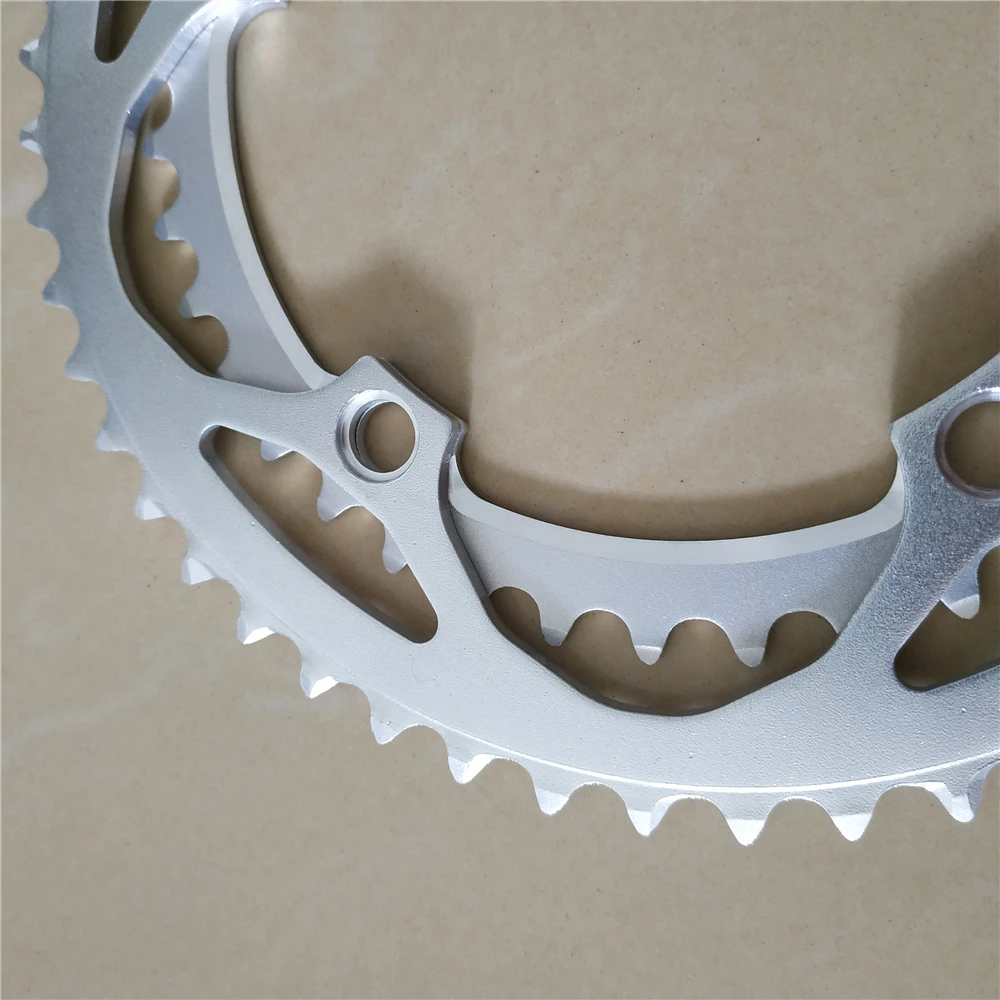 130 BCD 50 T/39 T Rennrad Kettenrad Krone Doppelplatte Faltrad Kette Rad Kettenblatt Legierung Silber Farbe – Detail 3