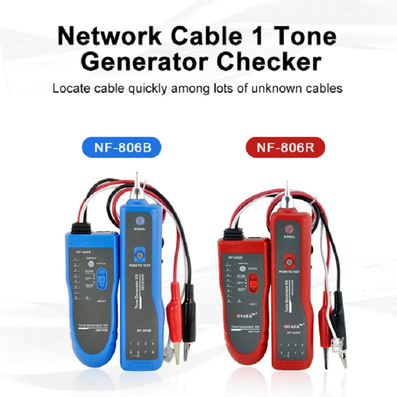Noyafa penguji NF-806 kabel multifungsi, pendeteksi kawat mendukung jejak telepon Lan, penguji kontinuitas kabel