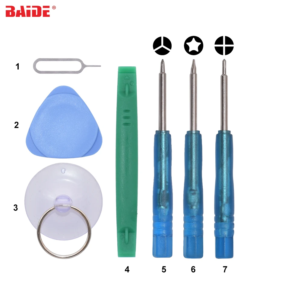 7 in 1 / 8 in 1 Blue Screwdrivers Opening Tools Kit With Green Pry Tool Tri Wing Ph000 Phillips P2 Pentalobe For iPhone Samsung