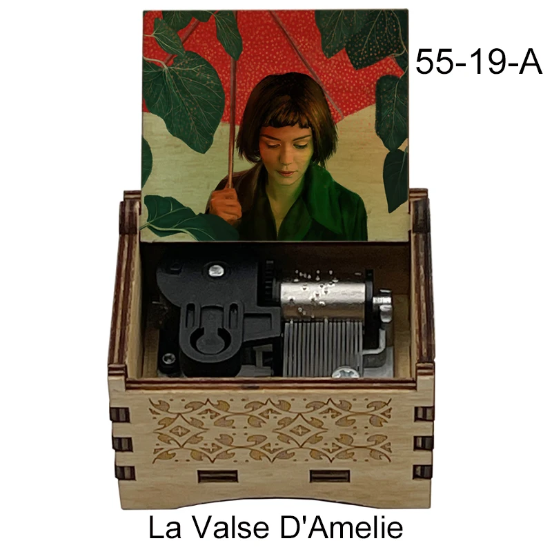 Caja de música Amelie de La película de Francia, Color Popular impreso, La Valse D'Amelie Musical de madera, Festival de adorno mecánico para cumpleaños, regalos