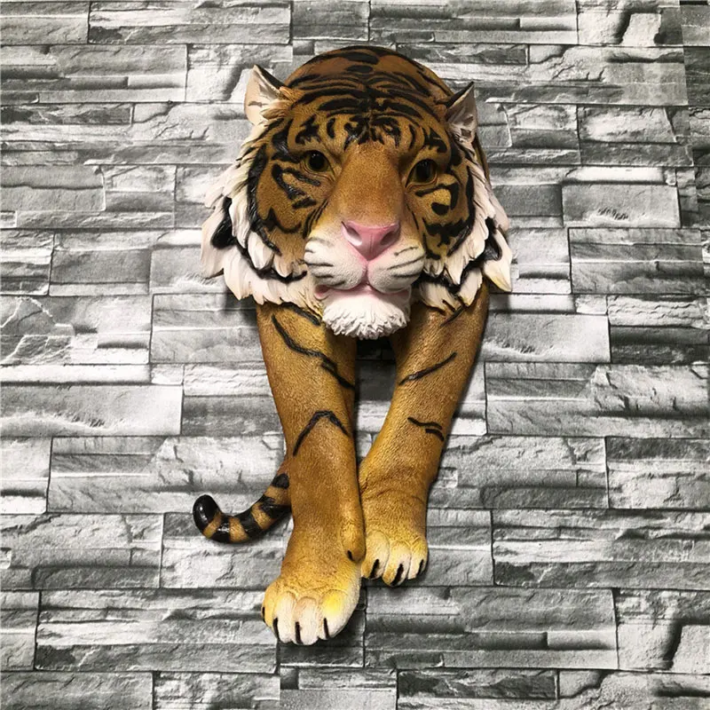 

Animal Head Sculpture Handmade Resin Crafts Home Wall Hanging Decoration Tiger Lion Leopard Wolf Head Simulation Sculptures