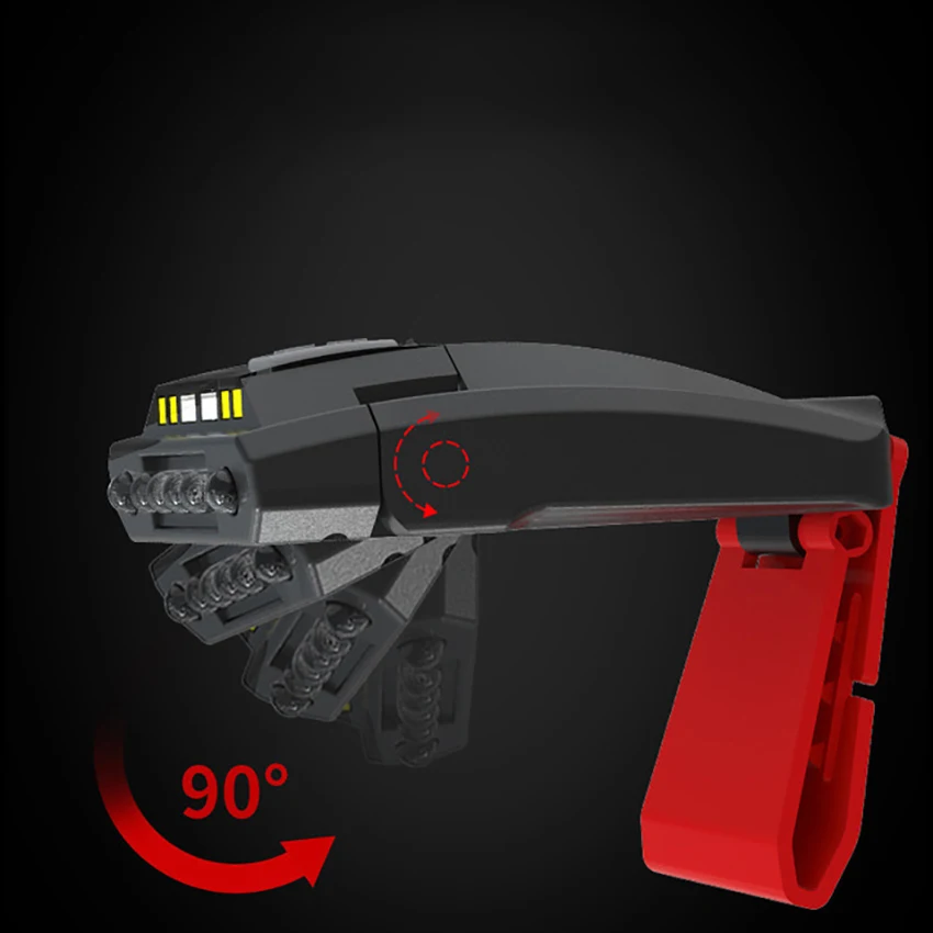 Cap Hat Light proiettore a LED ruotabile, 3 luci, 5 luminosità regolabile, cappello a Clip con luce rossa per la caccia all'aperto