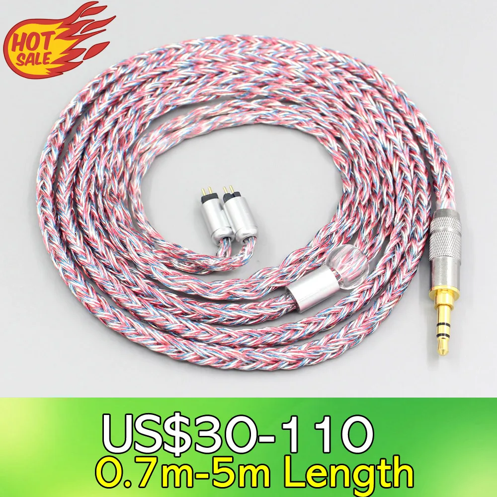 

LN007596 16 Core Silver OCC OFC Mixed Braided Cable For 0.78mm BA Custom W4r UM3X UM3RC JH13 High Step Earphone