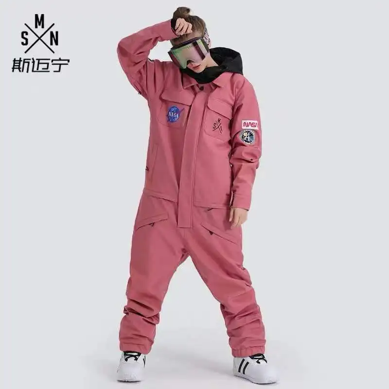 Windproof  Waterproof Jumpsuit for Men Women, One Piece Ski Suit, Warm Snowsuit, Ski Jacket and Pant, Snowboard Snowsuit, Winter