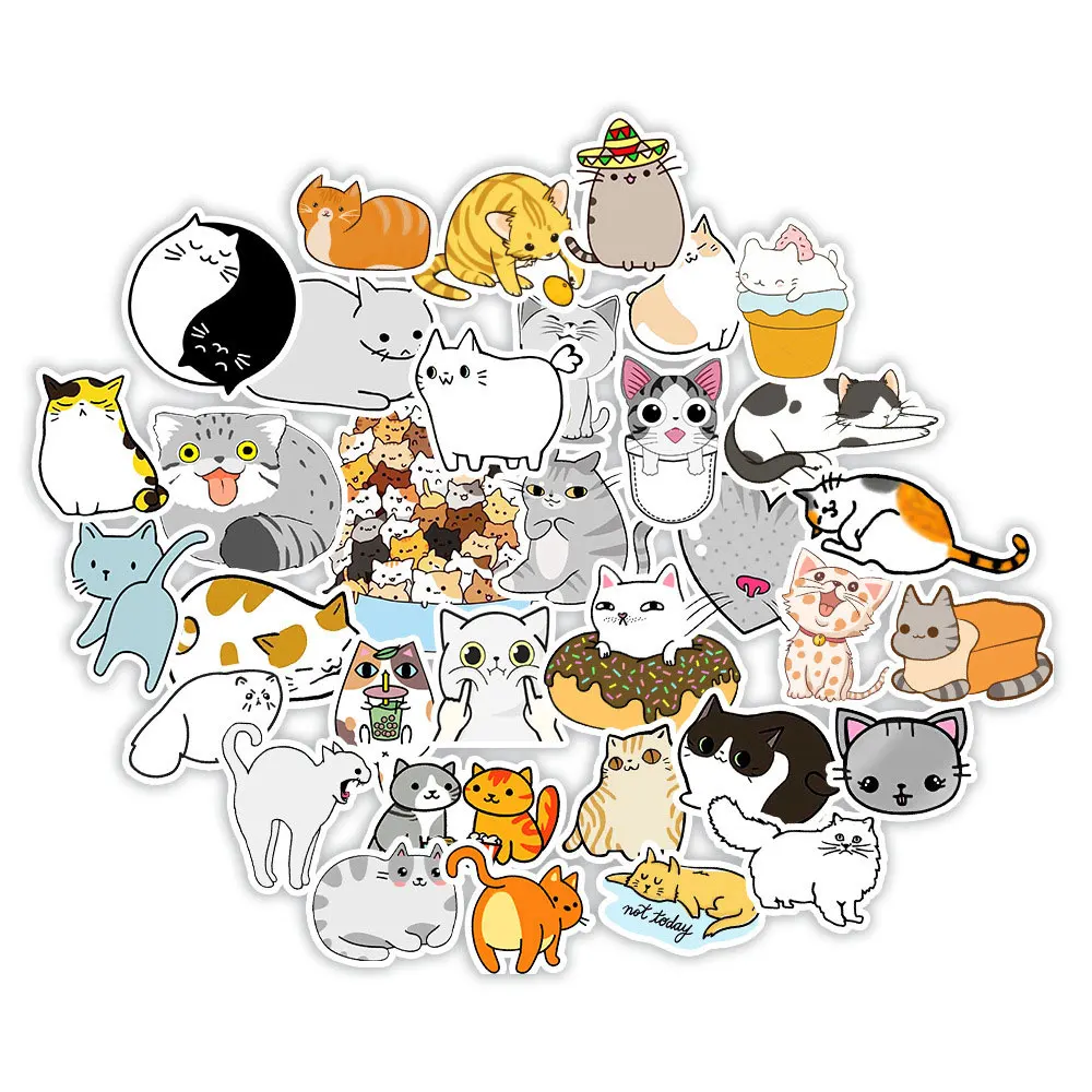 50Pcs Kawaii Cartoon Children Adhesive Stationery Sticker Kids Animal Cat Graffiti Scrapbook Phone Laptop DIY Decoration Decals