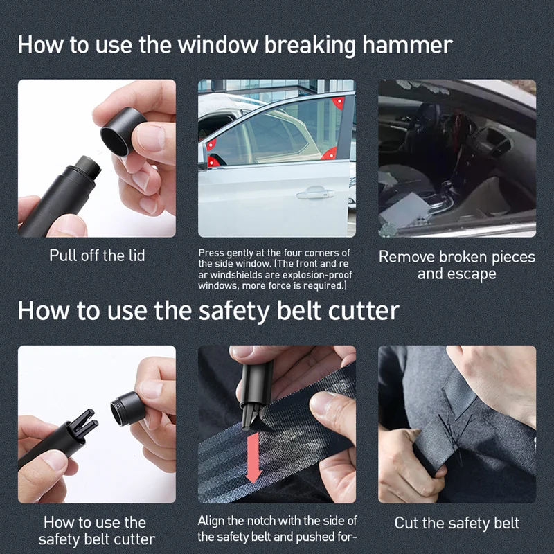 Baseus Car Safety Hammer Window Glass Breaker Auto Seat Belt Cutter Knife Life-Saving Escape Car Emergency Hammer Tool